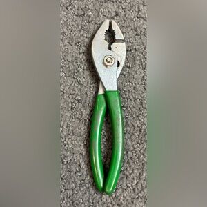 Vintage 6” Slip Joint Pliers Green Rubber Grip Taiwan